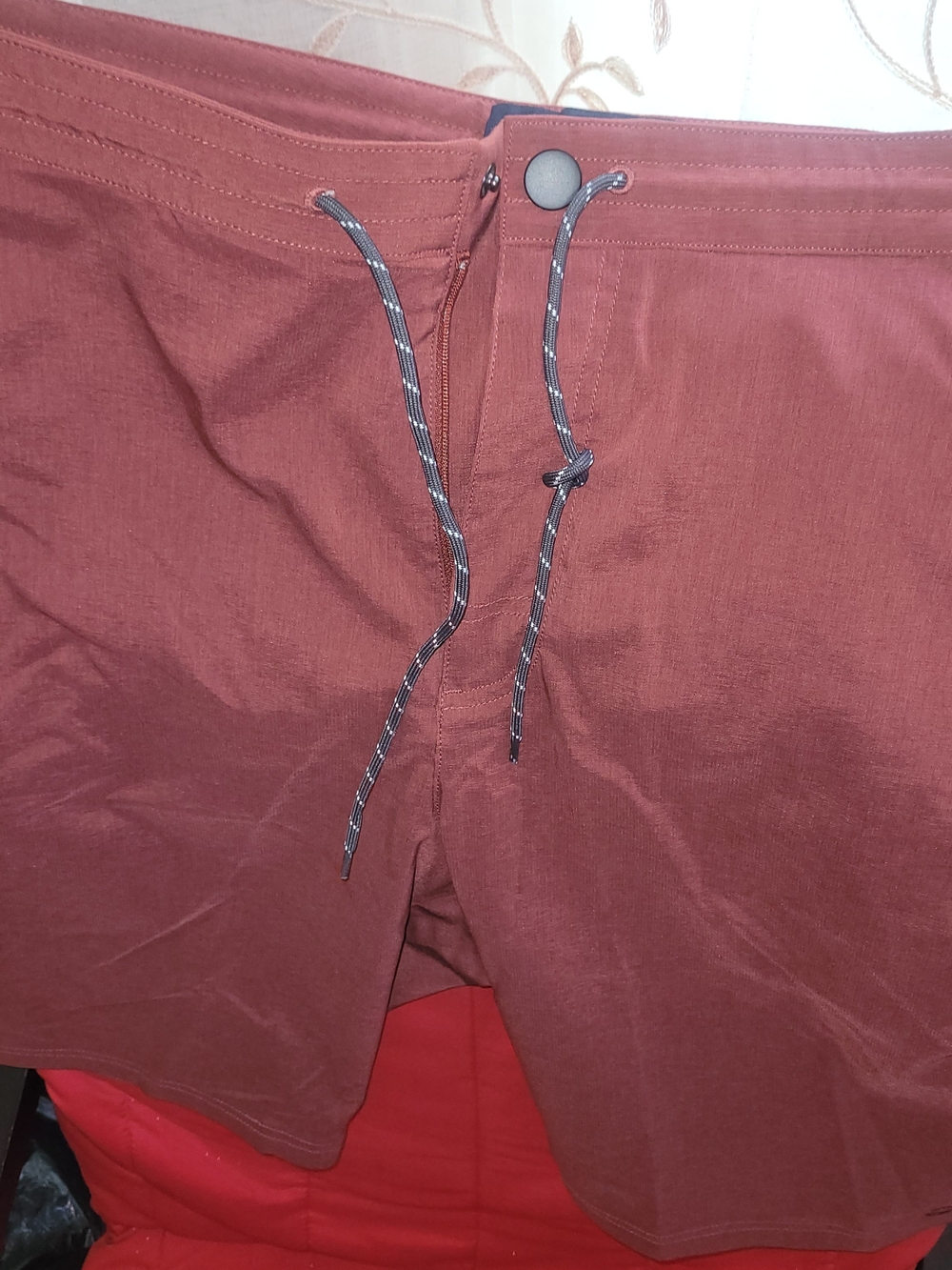 Men's Rust Red Drawstring Swim/Board Shorts